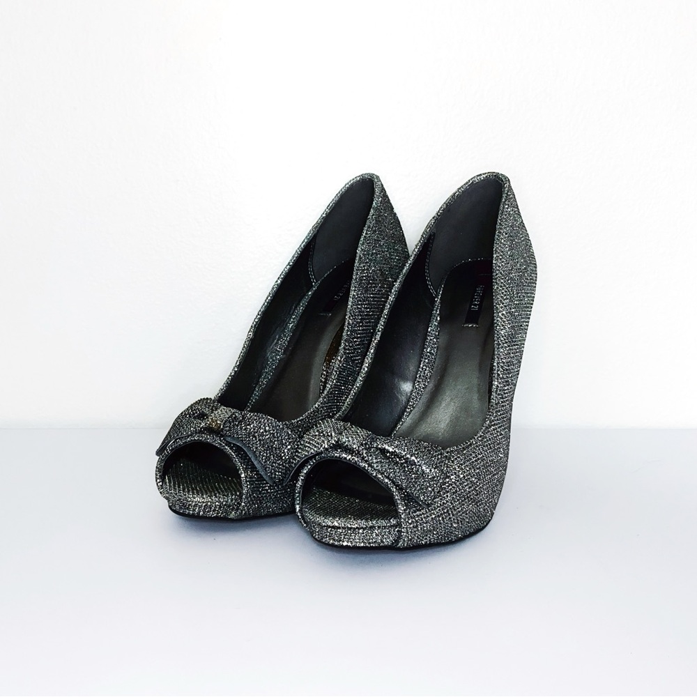 Forever 21 Elegant Silver Peep-Toe Heels